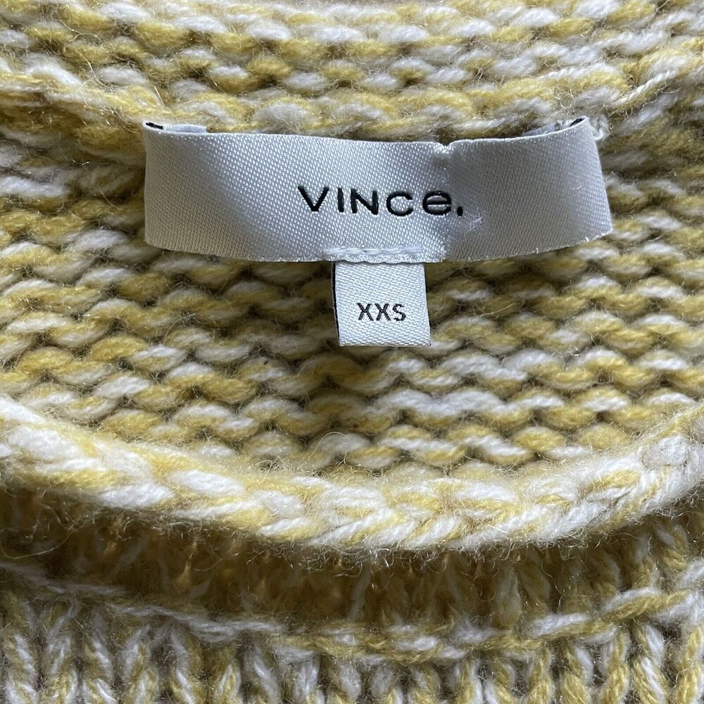 NWOT Vince Sweater Womens XXS Yellow Marled Wool & Cashmere Moss Glow Relaxed - Picture 6 of 12